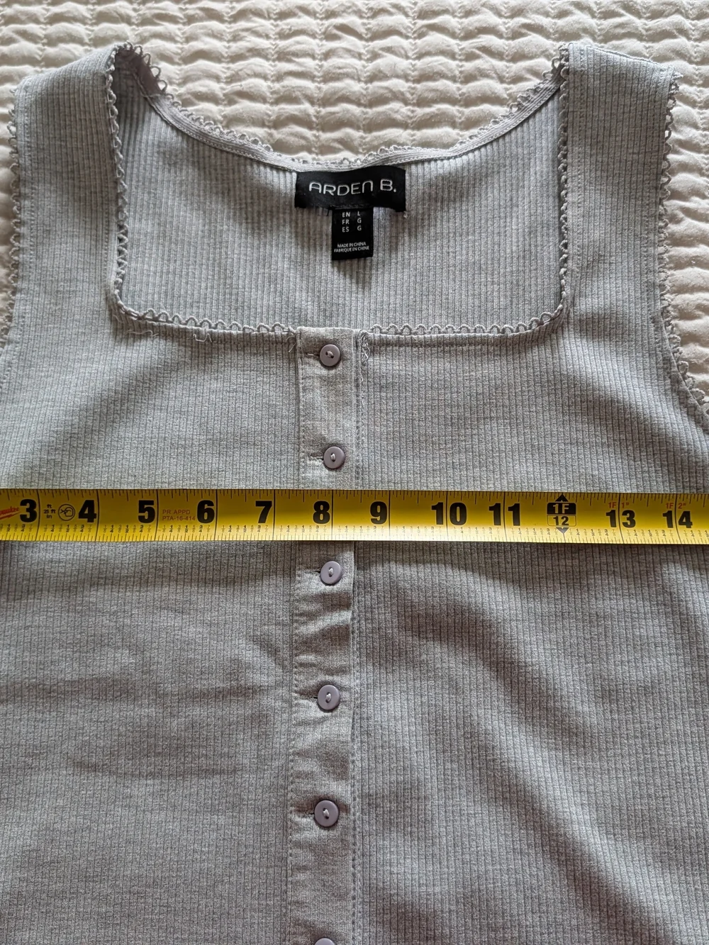 Arden B Gray Ribbed Button-Front Tank - Picture 4 of 5